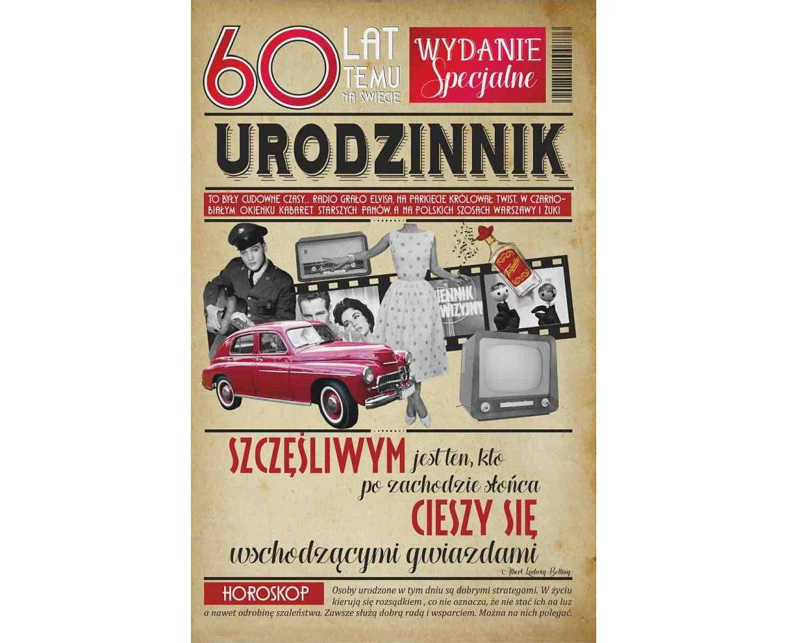 Birthday Card 60th Birthday, Pink Car, 13x20,5 cm